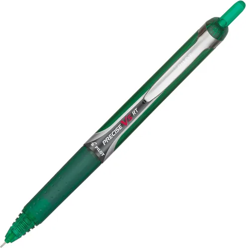 Vista 2 de PILOT Precise V5 RT - Bolígrafos de punta rodante recargables y retráctiles, tinta líquida verde, punta extrafina (1/64 pulgadas / 0.5 mm),paquete
