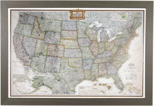 Vista 8 de Póster de lienzo enrollado personalizado con mapa de EE.UU. como arte de pared con chinchetas – Mapa ejecutivo grande de 24" x 36" de EE.UU.