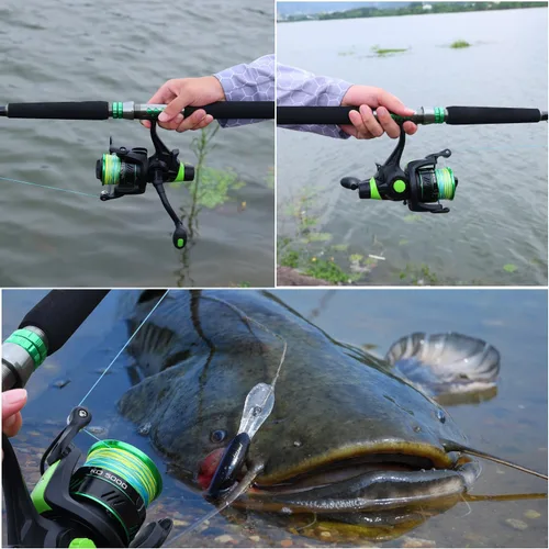 Vista 9 de Sougayilang Saltwater Spinning Combo –2-Piece Graphite Blank,Medium Heavy Rod, Zirconia Rings, Aluminum Uplock Reel Seat - Size 5000 Reel for