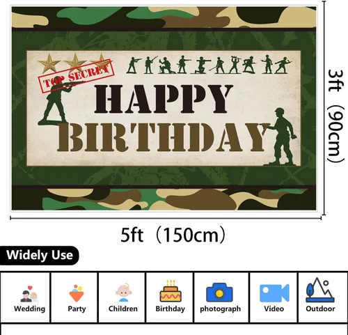 Juego de manteles de camuflaje con temática de soldado con temática de soldado, diseño de soldado militar, suministros para fiestas, mesa de tartas,
