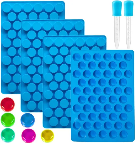Round Gummy Candy Molds - 220 Cavity Silicone Candy Molds with 2pcs Dropper for Hard Candy, Gummy, Caramels, Chocolate, Ganache, Ice Cubes