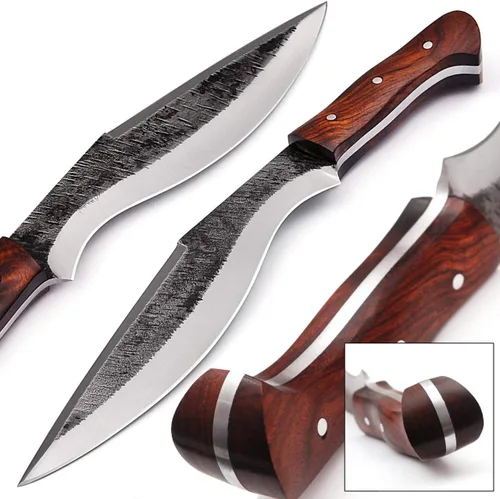 Vista 2 de Armory Replicas Big Game Hunter Cuchillo de caza de machete Kukri al aire libre de acero de alto carbono