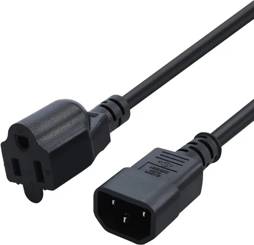 Vista 10 de CableCreation [Paquete de 10] Cable adaptador de corriente para computadora estándar de 1 pie 18 AWG NEMA 5-15R receptáculo a IEC320 C14, 0.3M/negro