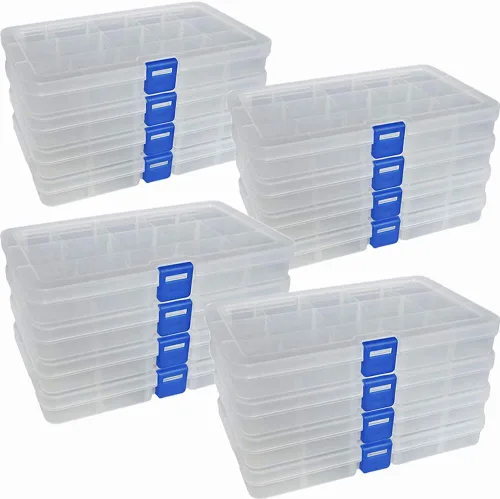 Vista 12 de DUOFIRE Caja Organizadora de Plástico Transparente para Perlas de Joyería, Caja de Almacenamiento con Divisores Ajustables, Cuadrícula Extraíble