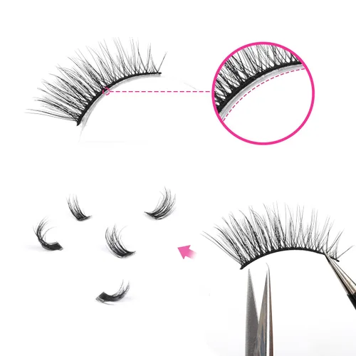 Vista 4 de FANXITON - Pestañas postizas de aspecto natural, 10 mm, pestañas cortas de ojo de gato esponjosas, pestañas postizas 3D suaves de visón sintético