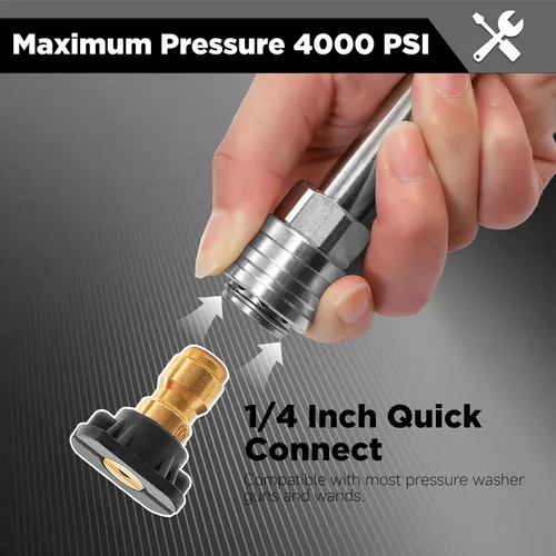Vista 4 de Pressure Washer Tips, Power Washer Soap Nozzles 65 Degree Black, Pressure Washer Nozzle 7 Pack, 1/4 Inch Quick Connector, 4000 PSI