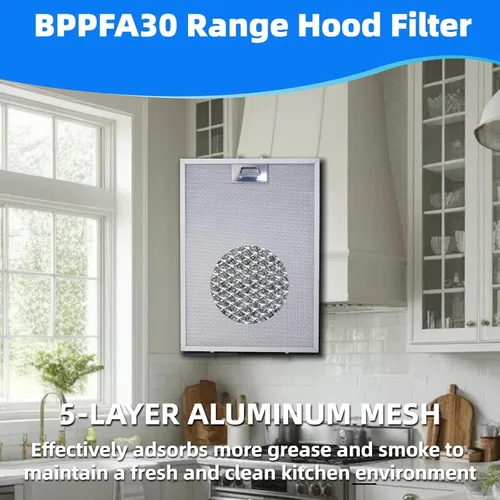 Vista 5 de BPPFA30 - Filtro de grasa de repuesto para campana extractora Broan, filtro de ventilación de campana extractora de aluminio, 5 capas, ventilador