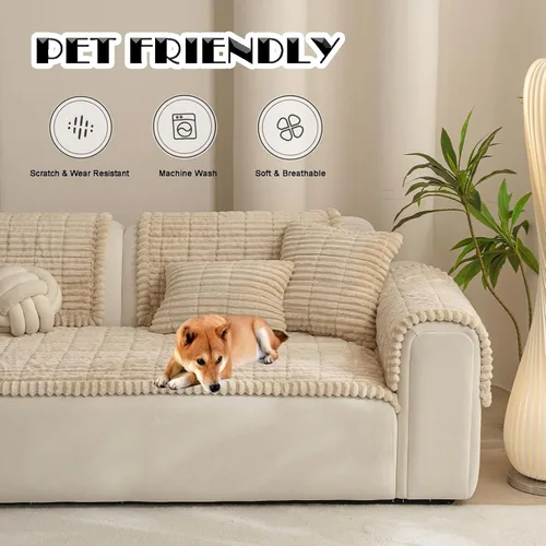 Vista 2 de Funda de sofá para perros, lavable, antideslizante, apta para mascotas albaricoque