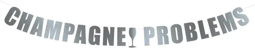 Vista 17 de Cartel de problemas de champán – Decoración de cumpleaños de champán, letrero colgante de fiesta de problemas de champán String It Banners