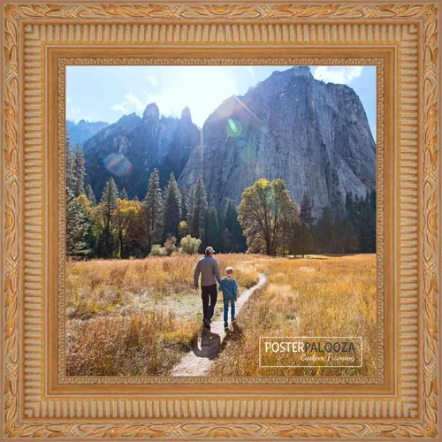 Poster Palooza 5x5 Inch Ornate Gold Complete Wood Square Picture Frame with UV Acrylic Plexiglass, Foam Board Backing & Hardware Included - 5x5 Inch