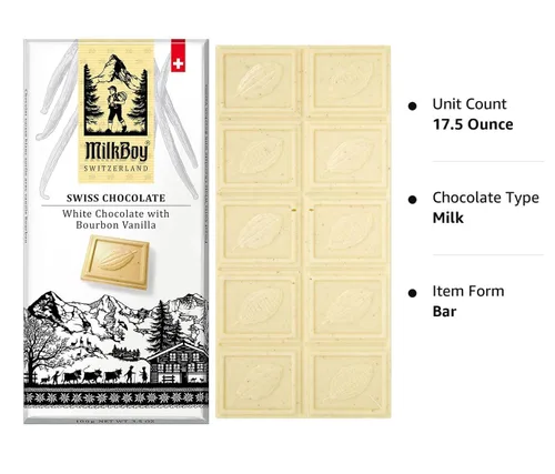 Vista 7 de Milkboy Swiss Chocolates Barras de chocolate blanco – Barras de chocolate gourmet con vainilla bourbon – hechas con vainilla natural pura – Blanco