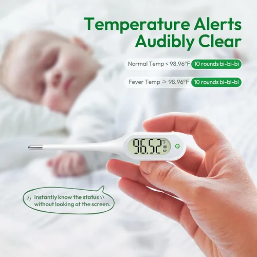 Vista 2 de Fast 8-Second Basal Body Thermometer for Ovulation Adults, Kids, Underarm Thermometer with Fever Alarm, Memory & Large Display Accurate & Reliable