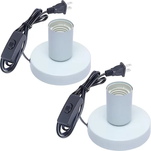 Vista 8 de Lámpara de mesa industrial, pequeña base de enchufe de luz de escritorio de metal pulido, soporte de bombilla de rosca Edison vintage E26/E27, cable