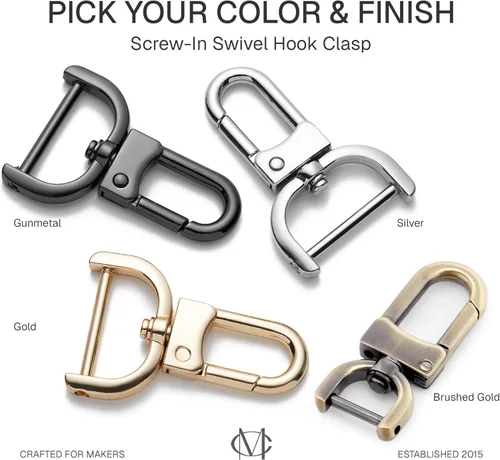 Vista 7 de CRAFTMEMORE 2 piezas de gancho de presión desmontable con cierre giratorio con barra de tornillo VT99 para reemplazo de hardware de correa de bolsa