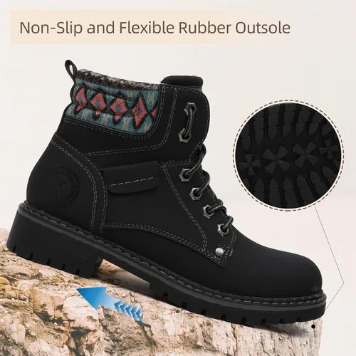 Vista 3 de Kkyc Botas de senderismo para mujer antideslizantes botas casuales.
