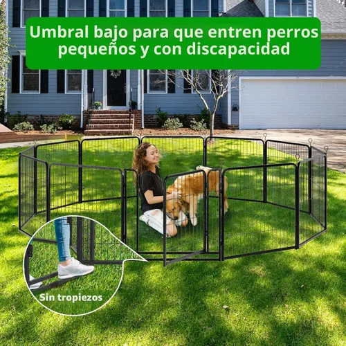 Vista 2 de Kfvigoho Corralito para perros para exteriores, extra ancho, 12 paneles de valla resistente para perros, 32 pulgadas de altura, antioxidante