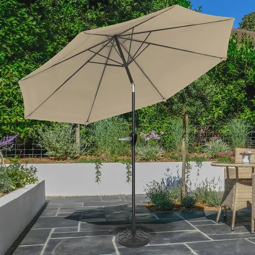 Vista 5 de Pure Garden Sombrilla de patio con inclinación automática, sombrilla de 10 pies con manivela fácil para exteriores con toldo ventilado para terraza