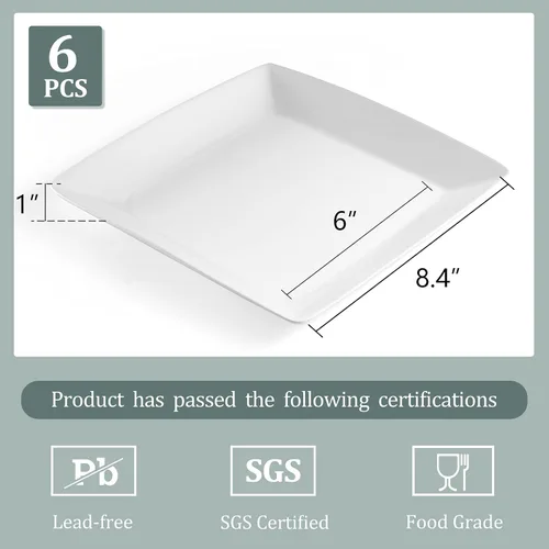 Vista 2 de Yedio Platos de cena rectangulares de porcelana Platos de cena cuadrados de porcelana
