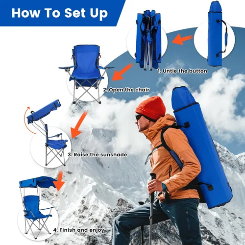 Vista 29 de TeqHome Silla de playa con sombrilla y toldo para pesca, con protección UPF 50+, ajustable, resistente, plegable, portátil, para acampar