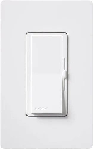 Vista 2 de Lutron Control de ventilador Diva de 3 velocidades, un polo/3 vías, DVFSQ-F-WH, blanco