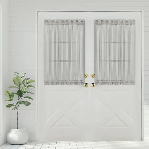 Vista 11 de Aquazolax - Cortinas transparentes para puerta y ventana gris - Cortinas con bolsillo para barra de 25 x 40 pulgadas para puertas de cristal