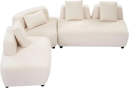 Vista 51 de Sofá modular en forma de L de 100.7 pulgadas con otomana extraíble, modernos sofás de 3 plazas con dos reposabrazos y patas de metal, cómoda tela