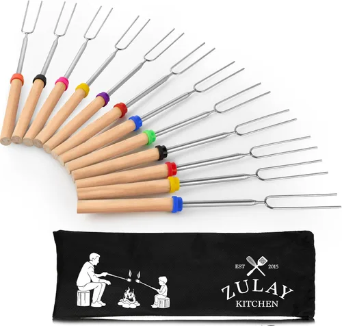 Vista 12 de Zulay - Varillas de malvavisco resistentes para hoguera extra largas – Kit de palos de olor para hoguera – Brochetas para asar malvaviscos – Tenedor