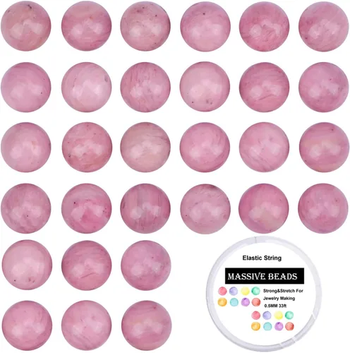 Vista 6 de 100 piezas de cuentas de cristal natural, piedras preciosas redondas sueltas de sanación energética con cordón elástico de cristal gratis
