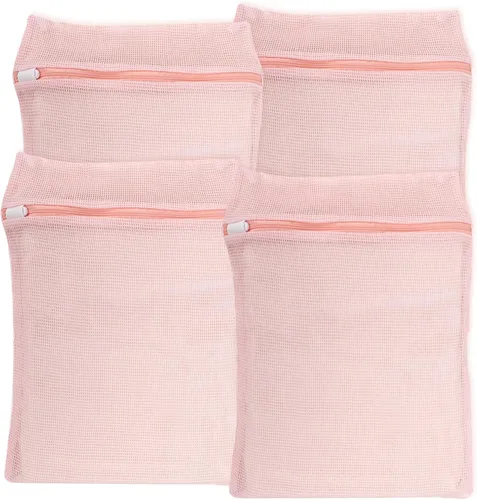 Vista 11 de Bolsa de lavandería de malla de algodón orgánico de 4 piezas, color azul, pequeña, duradera, con cremallera fuerte y malla transpirable, delicada