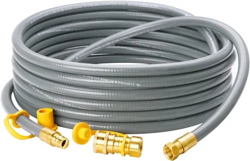 Vista 9 de CALPOSE Manguera de parrilla de gas natural de 15 pies y 3/8 pulgadas de diámetro interior con accesorios de conexión rápida, línea de gas natural