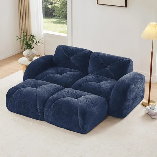 Vista 57 de Sofá seccional verde en forma de L para sala de estar, sofá deshuesado de tela de terciopelo, sofá modular sin montaje, sofá modular de nube con 1