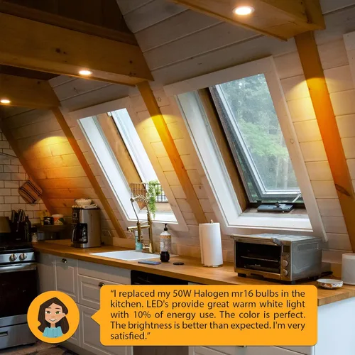 Vista 5 de Mlambert Paquete de 4 bombillas LED MR16 de 50 W equivalentes a halógenos de 2700 K, 5 W GU5.3 MR16 12 V, no regulable, ángulo de haz de 45°