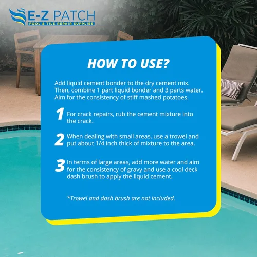 Vista 5 de E-Z Patch 2 - Kit de reparación de parches de piscina para terrazas de piscina y patios, reparación de concreto de bricolaje (blanco, 3 libras)