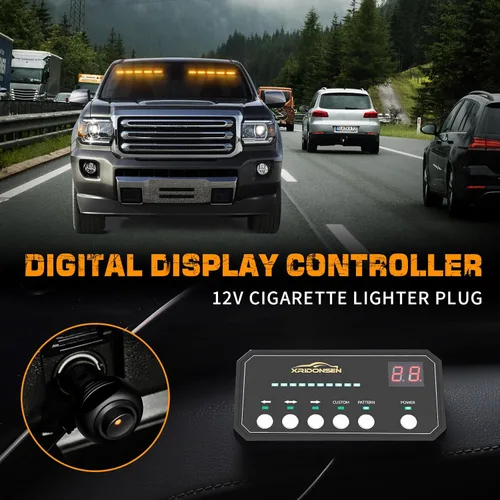 Vista 4 de XRIDONSEN 2 luces estroboscópicas ámbar de 17 pulgadas para tablero de emergencia para camiones, luces interiores delanteras/traseras, 40 luces LED