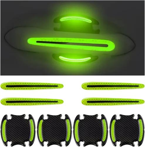 8 calcomanías reflectantes para manija de automóvil, película protectora de fibra de carbono 3D para cubrir los arañazos, tiras protectoras de