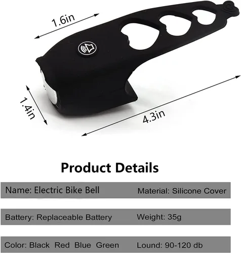 Vista 3 de Bocina de bicicleta eléctrica, campana de bicicleta de 100 dB, campanas de bicicleta súper fuertes, impermeables, múltiples modos de sonido