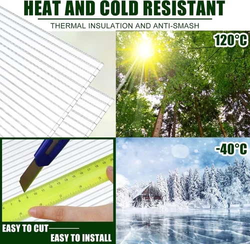 Vista 3 de Tatuo Paquete de 12 Paneles de Invernadero de Policarbonato de 6' X 2' X 0.16'' Láminas de Policarbonato Paneles de Techo de Doble Pared