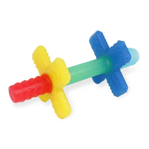 Vista 8 de Itzy Ritzy Teensy Tube Teether; Tubo de dentición de silicona con textura hueca para bebé que llega a los dientes frontales y molares posteriores