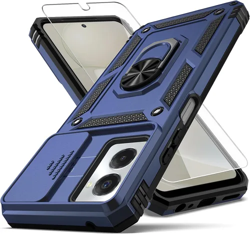 Vista 32 de Funda para Moto G 5G 2024, con Cubierta para Lente de Cámara Protector de Pantalla HD, [Grado Militar] Soporte de Montaje para Automóvil con Patilla