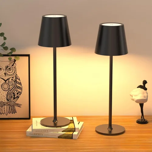 Vista 9 de JACKYLED Lámparas de mesa inalámbricas recargables, 3 alturas ajustables, funciona con batería de 5000 mAh, 3 colores de atenuación suave, lámpara