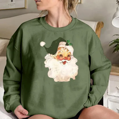 Vista 2 de Sudadera fea de Navidad para mujer 2023, casual, manga larga, camisetas de Navidad, impresión 3D, suéteres divertidos