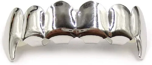 Vista 4 de Wenbin Juego de rejilla de boca desmontable Hip Hop chapada en oro de 18 quilates para la parte superior e inferior, juego de dientes personalizado