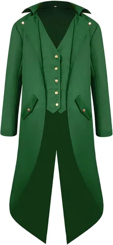Bowake Abrigo medieval steampunk para hombre, disfraces de Halloween, ropa retro, renacentista, gótica, abrigo punk retro