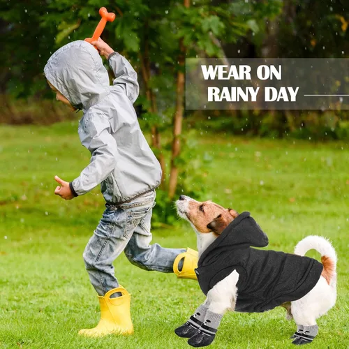 Vista 2 de Abrigo con capucha para perro y gato con capucha, calcetines elegantes para cachorros, chaqueta cálida para perros, zapatos impermeables para perros