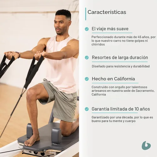 Vista 4 de Balanced Body Allegro 2 Pilates Reformer, equipo de ejercicio de pilates, equipo de entrenamiento para el hogar o estudio