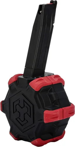 Vista 2 de Evike Airsoft - AW Tambor personalizado Airsoft Mag para pistolas y rifles de aire comprimido de gas (modelo: TM Hi-Capa/Rojo)