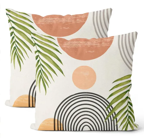 Vista 10 de Juego de 2 fundas de almohada bohemias de 16 x 16 pulgadas, decoración de mediados de siglo, color verde y dorado, fundas de almohada decorativas