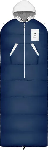 Vista 16 de Bolsa de dormir portátil Thermotuff con capucha doble, orificios para los brazos con cremallera, bolsillos y cordón ajustable: ideal para acampar