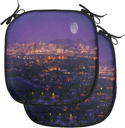 Vista 146 de Lunarable American Chair Cushion Pad, Massachusetts Flagg Holds a Bow and Pointing Downward Arrow, Seat Padding for Kitchen & Patio with Anti-Slip