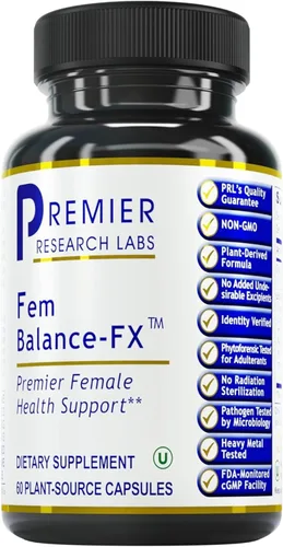 Premier Research Labs Fem Balance-FX - Apoya los ciclos menstruales y la regularidad - con fruta de árbol casto, alfalfa, salvia china y cúrcuma -